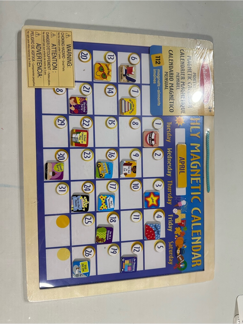 Melissa & Doug Blue Monthly Magnetic Calendar Board